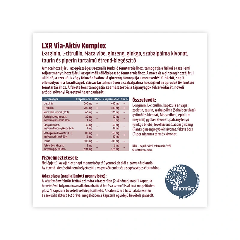 LXR Via-Aktív Komplex kapszula