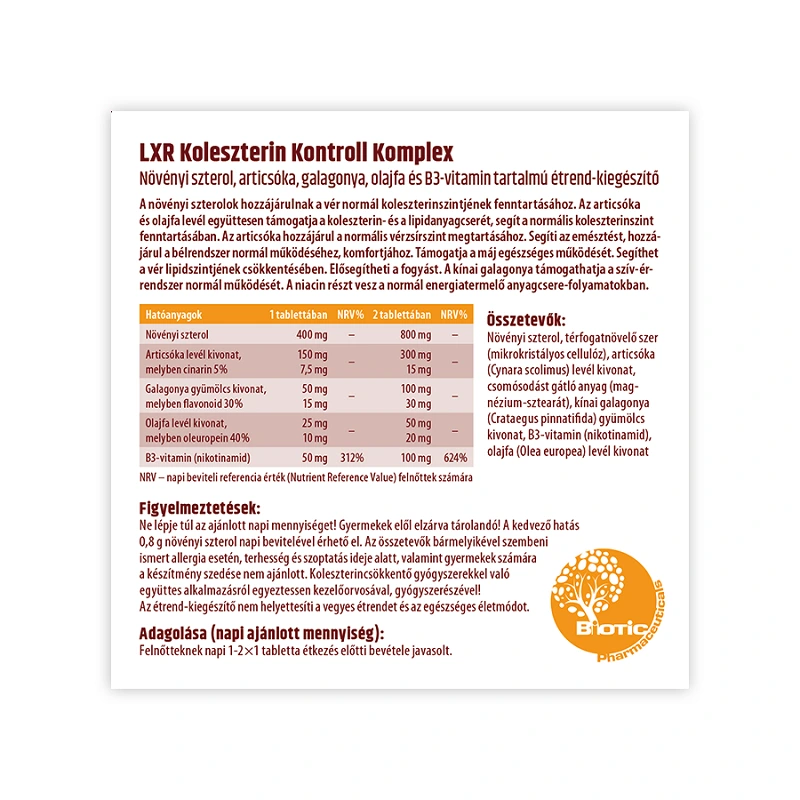 LXR Koleszterin Kontroll komplex tabletta