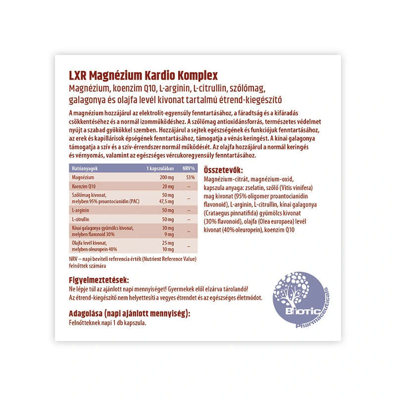 LXR Magnézium Kardio Komplex kapszula