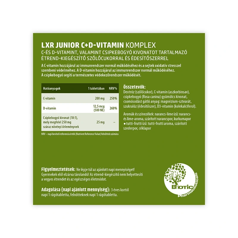 LXR Junior C+D vitamin Komplex rágótabletta