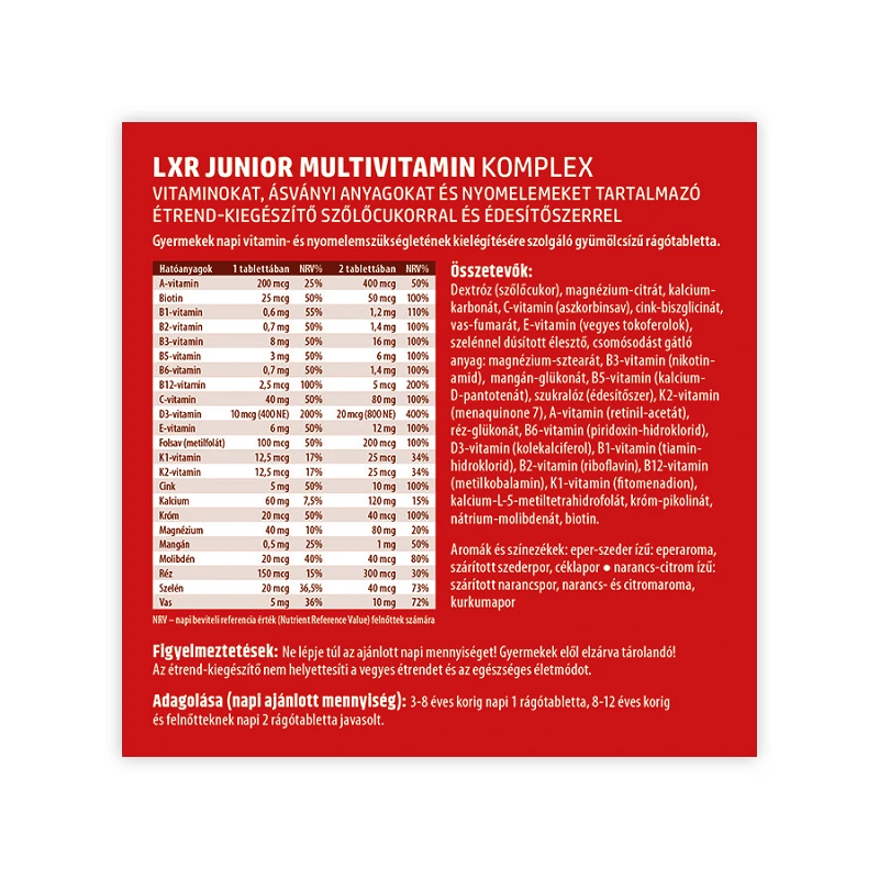 LXR Junior Multivitamin Komplex rágótabletta