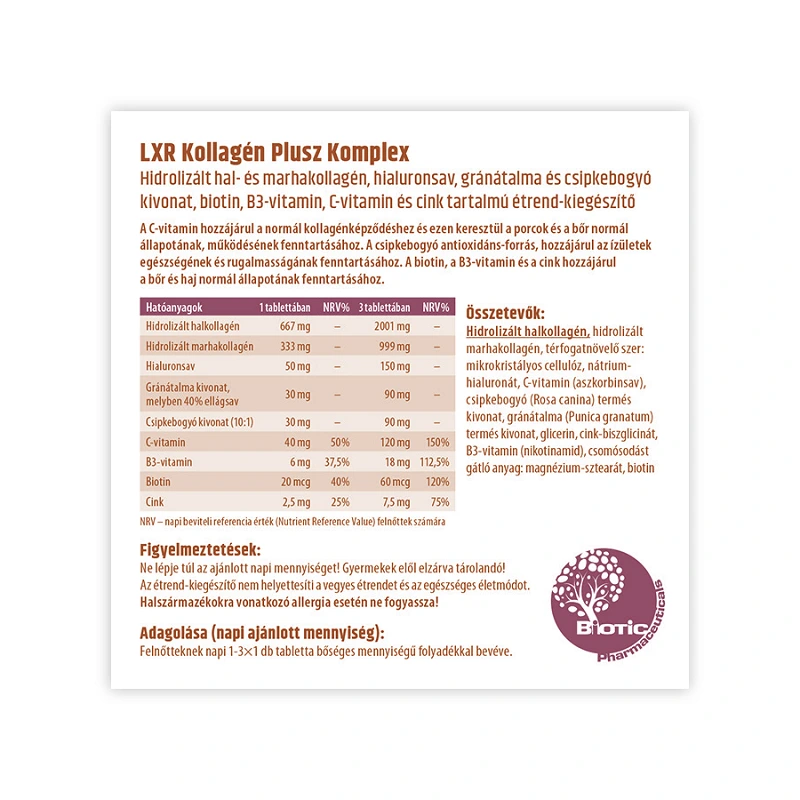 LXR Kollagén Plusz Komplex tabletta