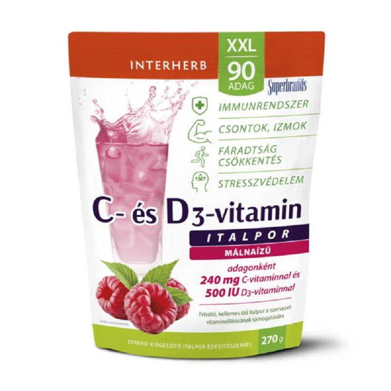 Interherb XXL 90 adag C+D3-Vitamin málanízű italpor