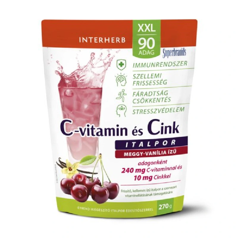 Interherb XXL 90 adag C-vitamin+CINK meggy-vanília ízű italpor