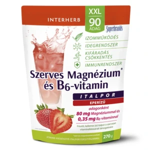 Interherb XXL szerves Magnézium és B6 vitamin italpor eper izű - 90 adag