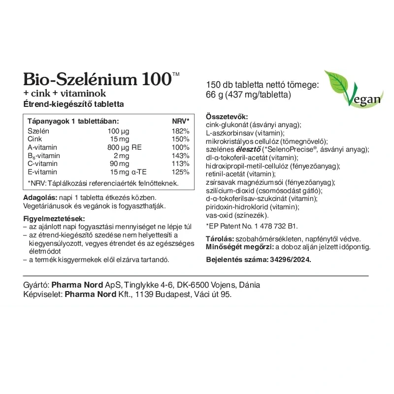 Bio-Szelénium 100TM+cink+vitaminok tabletta Pharma Nord