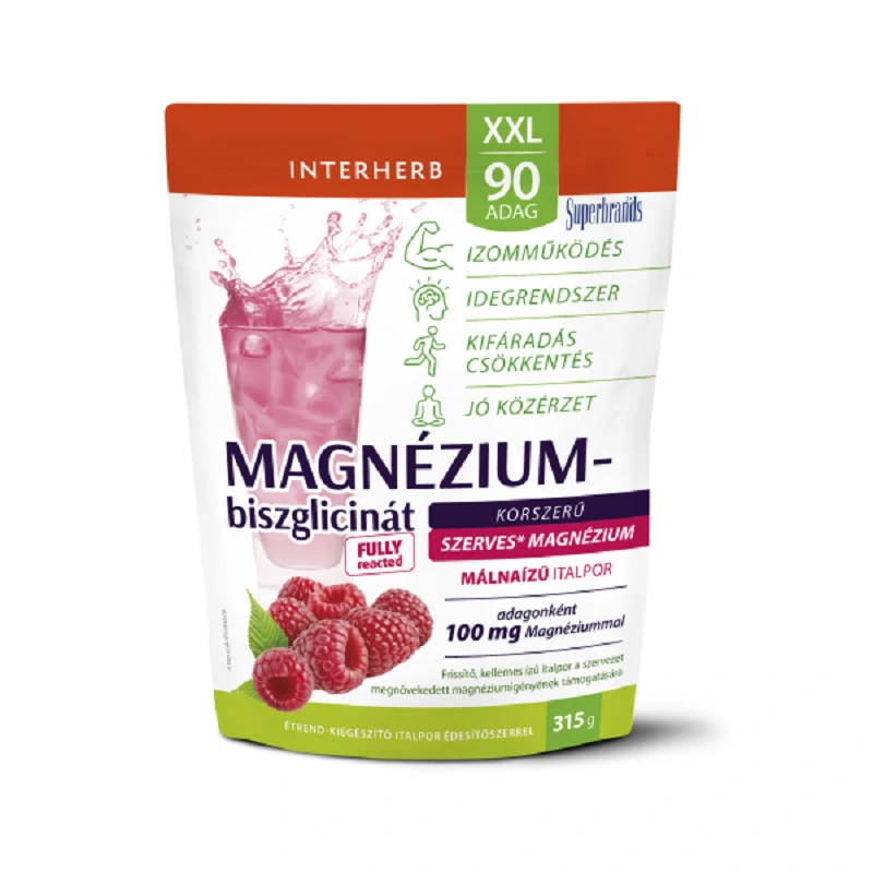Interherb XXL magnézium-biszglicinát italpor málna