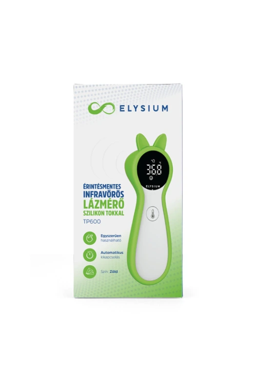 Elysium TP600 érintésmentes infravörös digitális lázmérő szilikon tokkal - Zöld