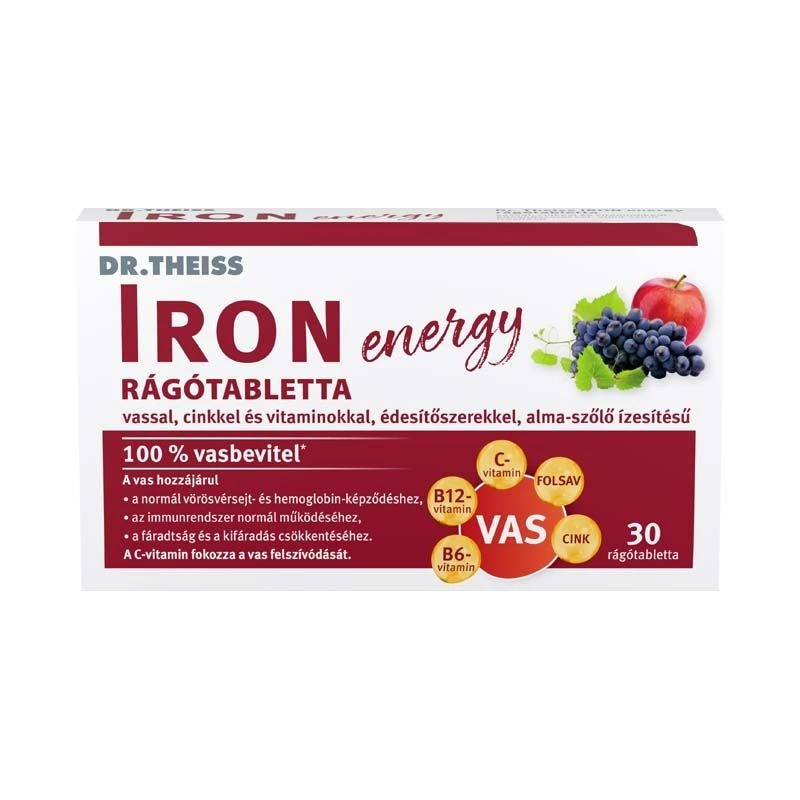 Dr. Theiss Iron Energy rágótabletta alma szőlő