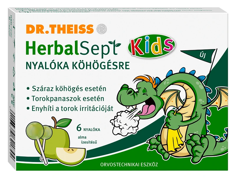 Dr. Theiss HerbalSept Kids nyalóka száraz köhögésre alma ízesítésű