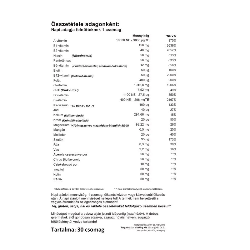 Vitaking 365 Multivitamin Alap csomag