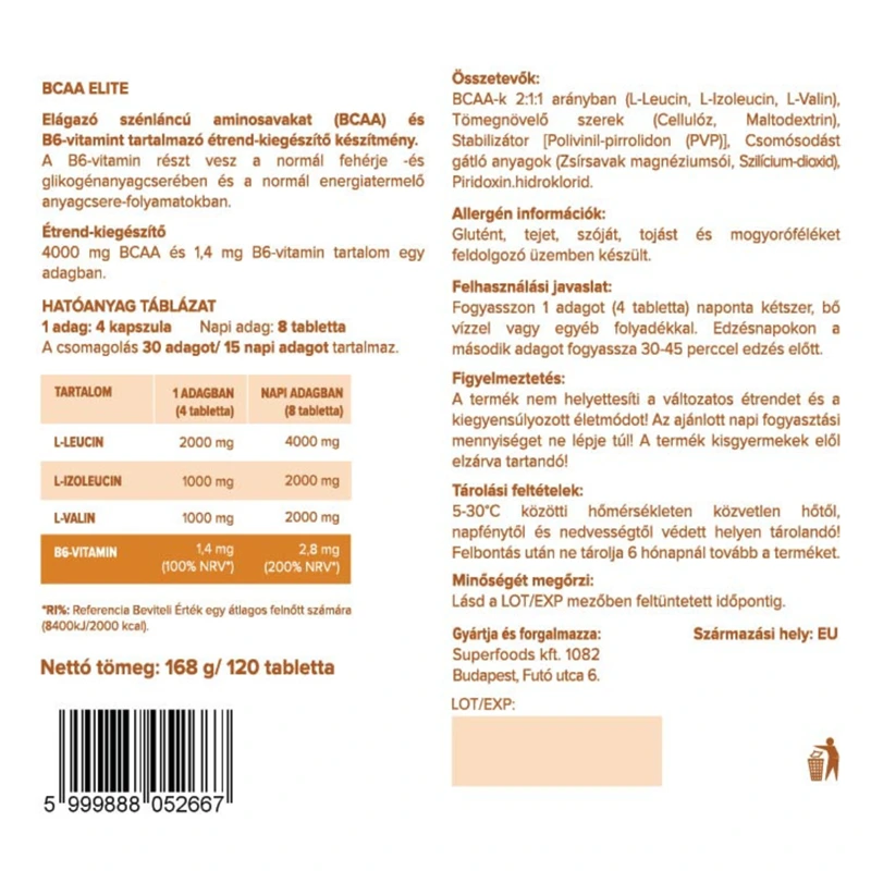 Superfoods BCAA Elite tabletta