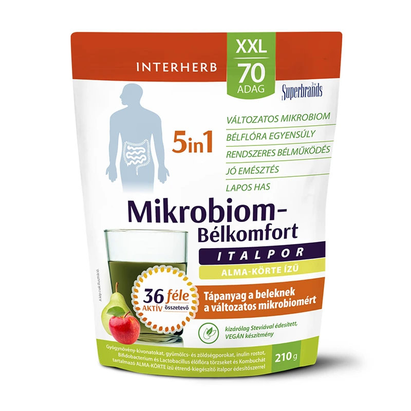 Interherb XXL 70 adag Mikrobiom-Bélkomfort 5in1 porkeverék Alma-körte ízűMix