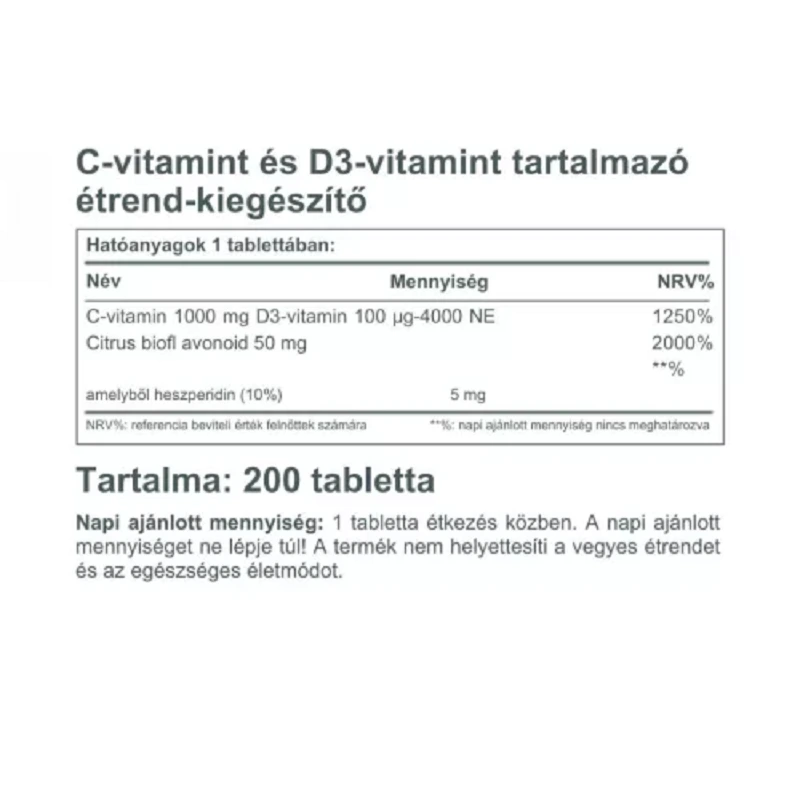Vitaking C-1000+ D-4000 komplex tabletta