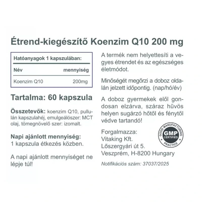 Vitaking Q-10 koenzim 200mg (fermentált, növényi)