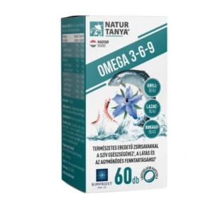 Natur Tanya® Omega 3-6-9 zsírsavak 3 féle természetes olajforrásból, standardizált lazac-, borágó- és krill olaj