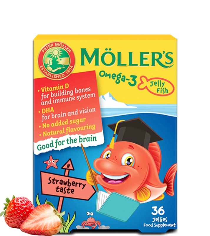 Möller’s Omega-3 halacska gumivitamin eper