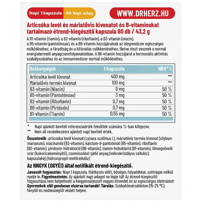 Dr. Herz Articsóka 400mg vegan kapszula