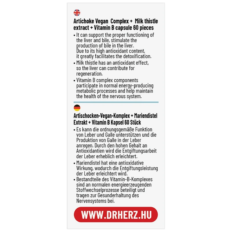 Dr. Herz Articsóka 400mg vegan kapszula