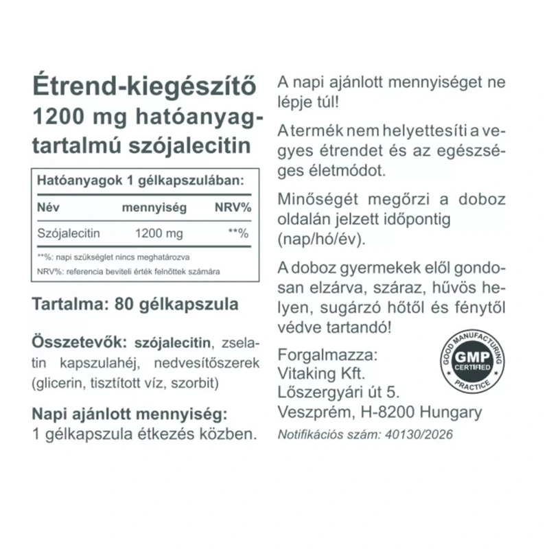 Vitaking Szója Lecitin 1200mg
