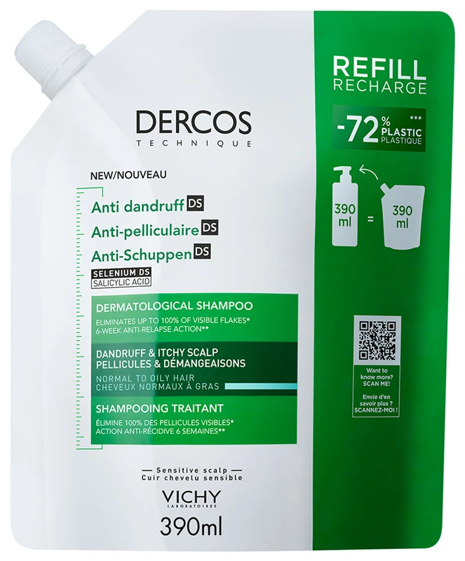 Vichy Dercos Korpásodás elleni sampon normál és zsíros hajra utántöltő