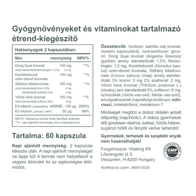 Vitaking Gyógynövény komplex 50+ nőknek