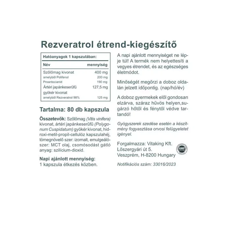 Vitaking Rezveratrol Extra 125mg