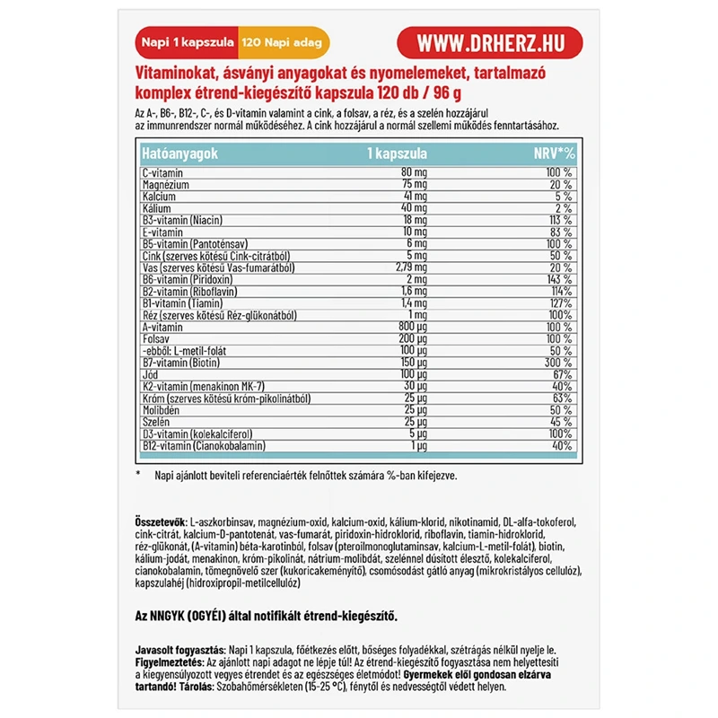 Dr. Herz A-Z Multivitamin Komplex kapszula XXL