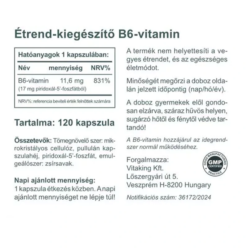 Vitaking B6-vitamin (P5P) 11,6mg