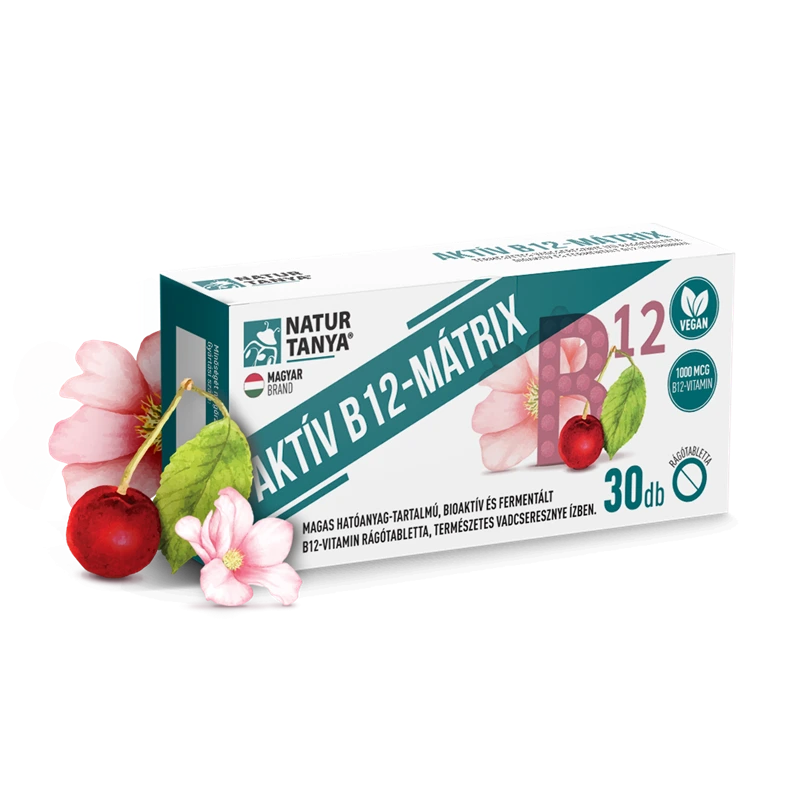 Natur Tanya® AKTÍV B12-MÁTRIX - Magas hatóanyag-tartalmú, fermentált és bioaktív B12-vitamin rágótabletta
