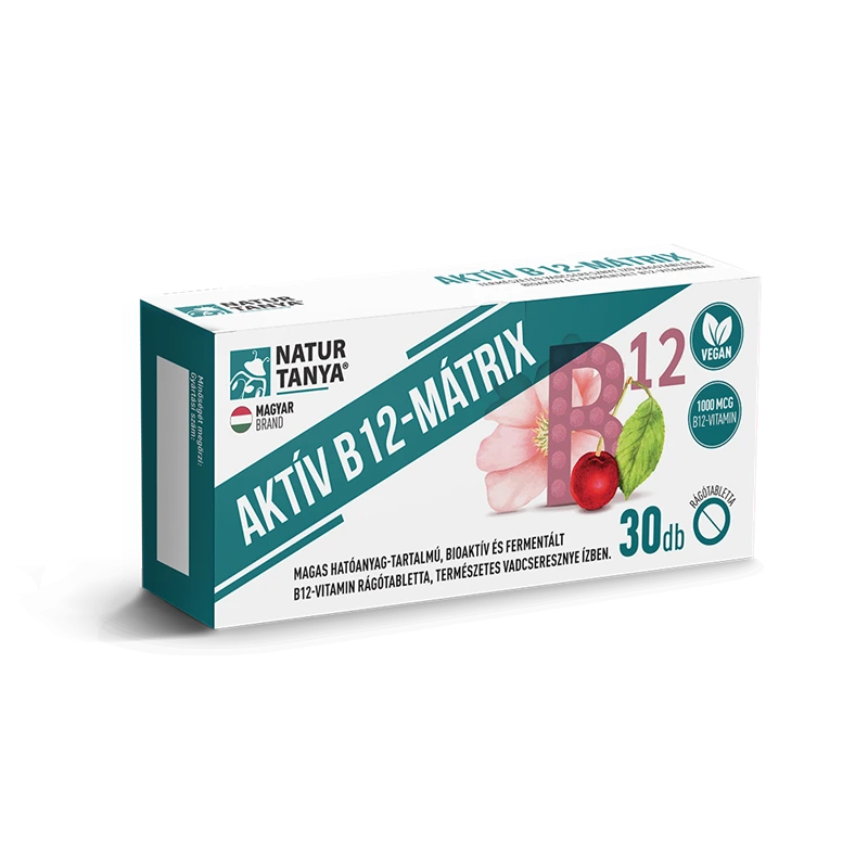 Natur Tanya® AKTÍV B12-MÁTRIX - Magas hatóanyag-tartalmú, fermentált és bioaktív B12-vitamin rágótabletta