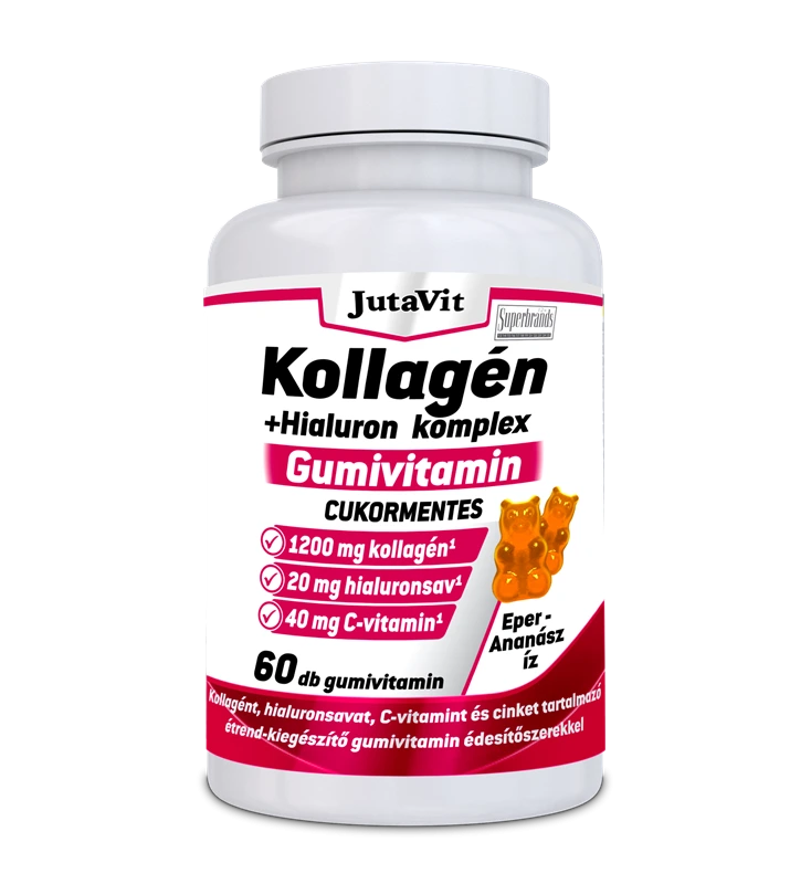 JutaVit Kollagén + Hialuron Komplex Cukormentes Gumivitamin