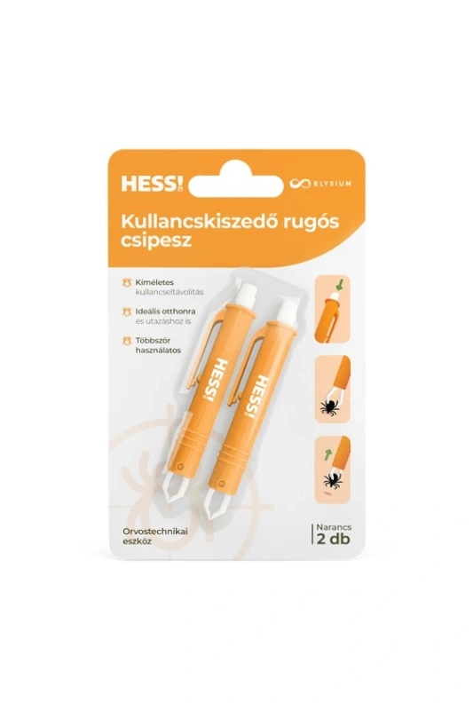 Elysium HESS! kullancskiszedő rugós csipesz - narancssárga - 2 db/készlet