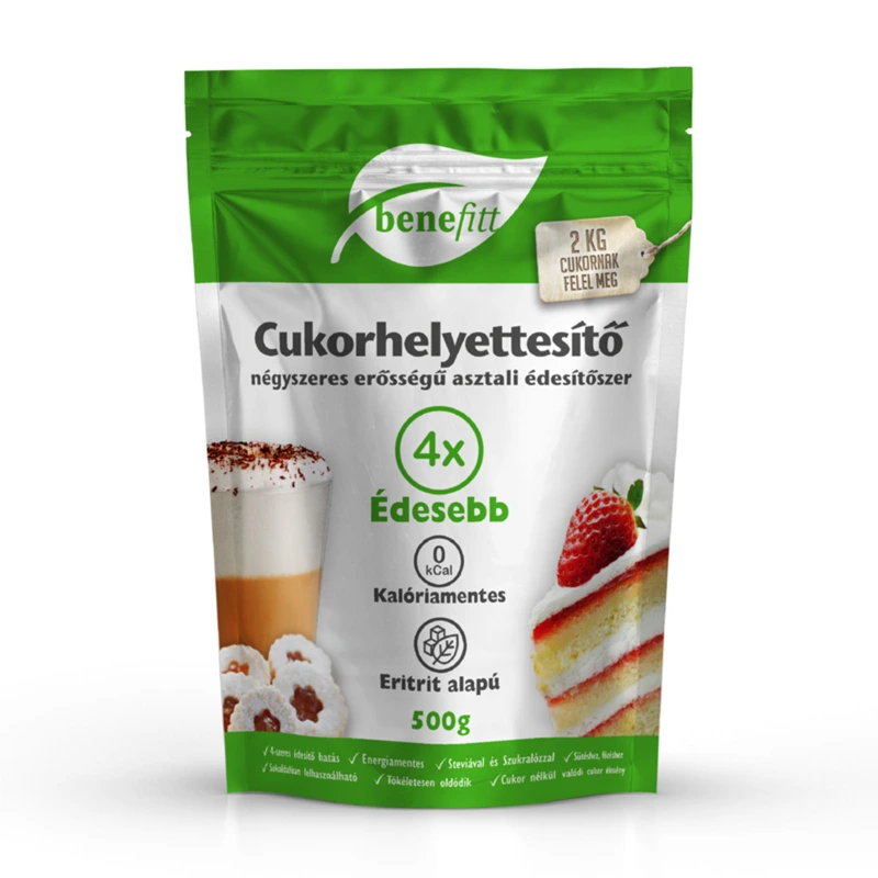 BENEFITT Cukorhelyettesítő (Eritrit, Stevia, Szukralóz) 4x erősségű