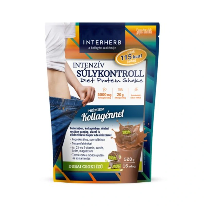 Interherb Intenzív SÚLYKONTROLL Dubai csoki ízű Diet Shake kollagénnel