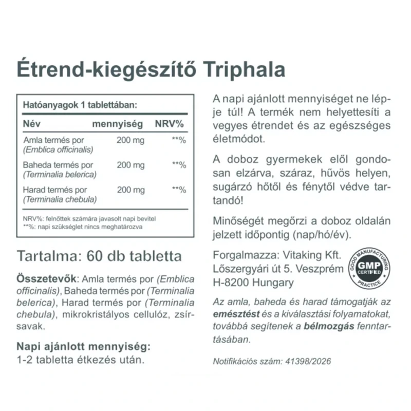 Vitaking Triphala tabletta
