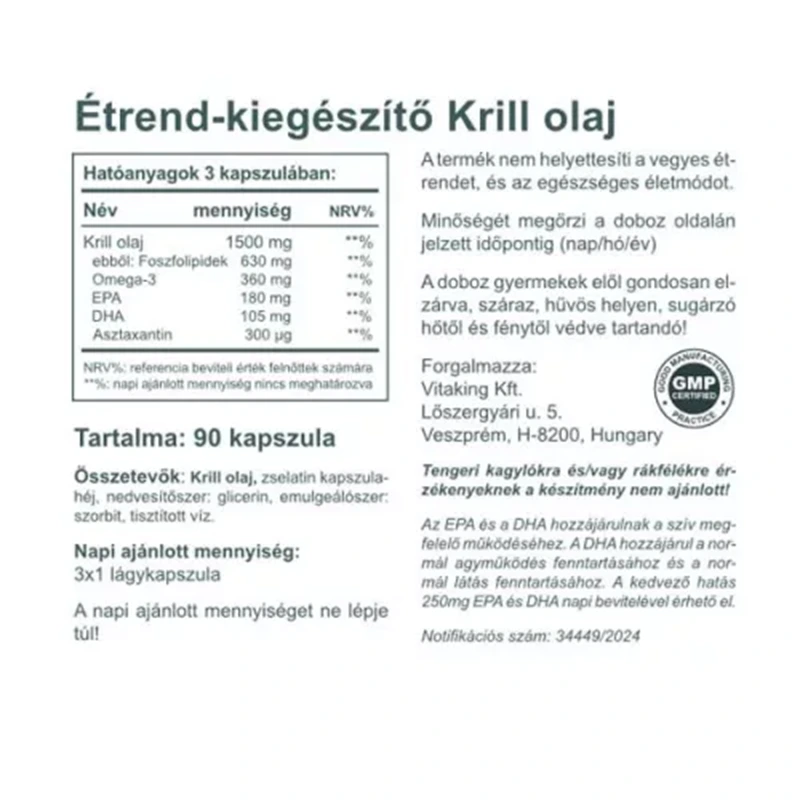 Vitaking VitaKrill olaj 500mg kapszula