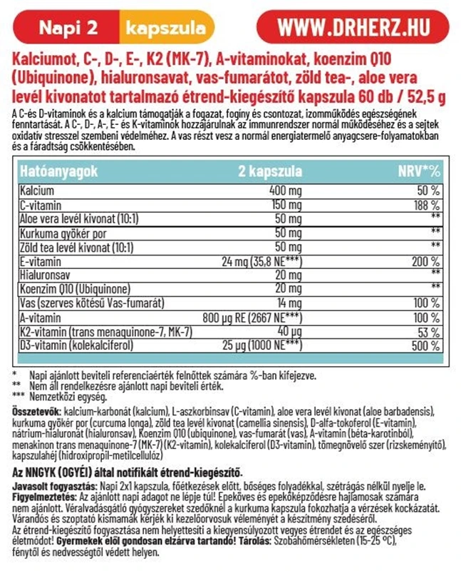 Dr. Herz Fog-Íny Vital kapszula