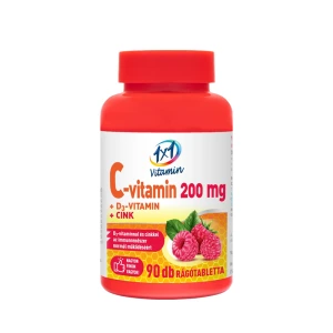 1x1 Vitamin C-vitamin 200 mg + D3 + cink málnaízű rágótabletta