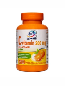 1x1 Vitamin C-vitamin 200 mg + D3 + cink narancsos rágótabletta
