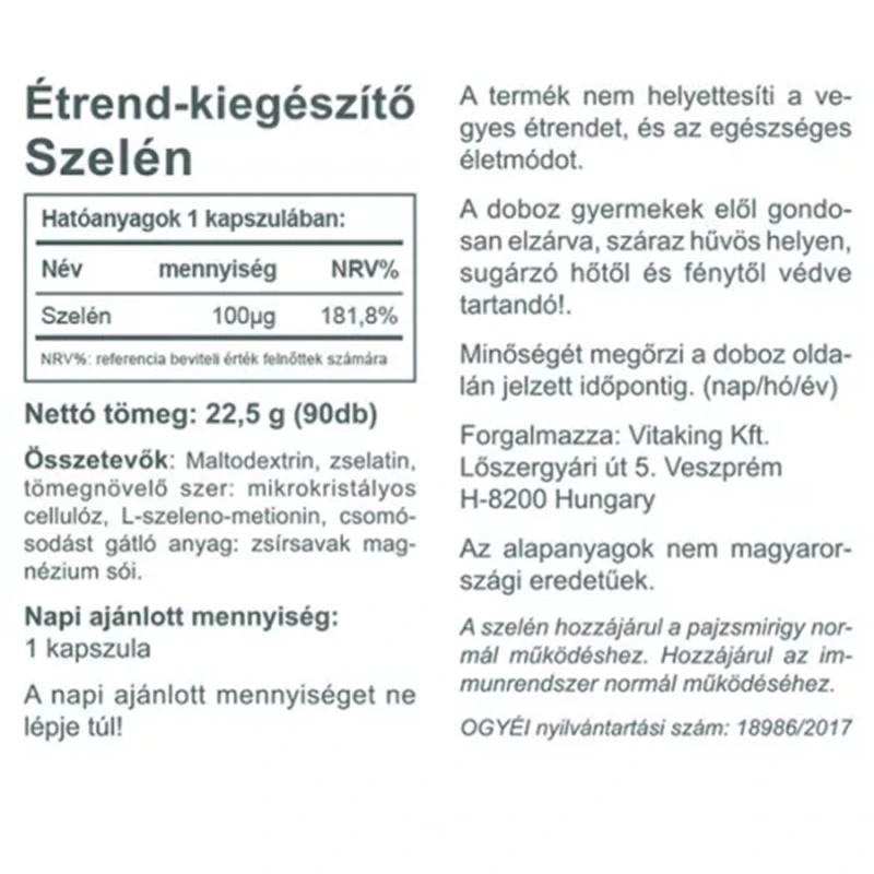 Vitaking Selenium 100mcg kapszula