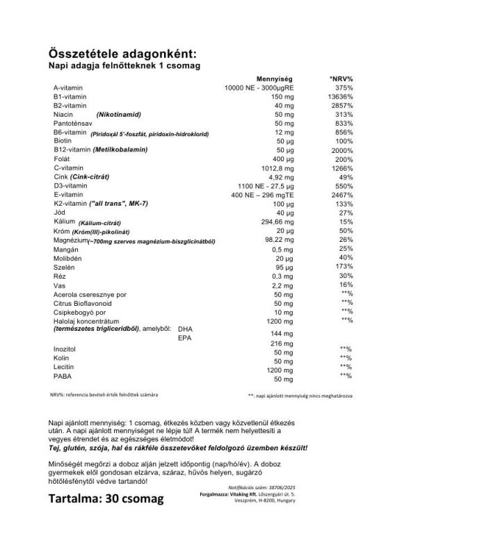 Vitaking 365 Multivitamin Plusz csomag