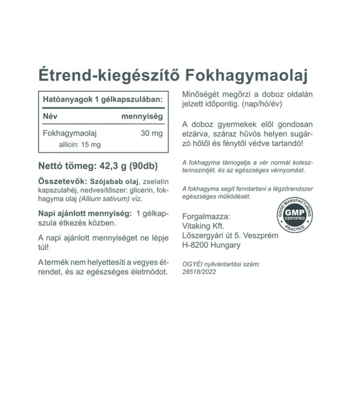 Vitaking Fokhagyma gélkapszula