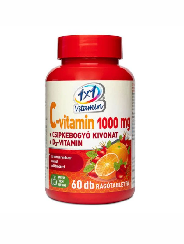 1x1 Vitamin C-vitamin 1000mg D3-vitamin + csipkebogyó rágótabletta